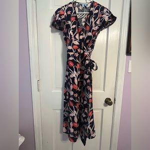 Draper James Floral Linen Wrap Dress size 2